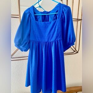 Vibrant Blue Dress with Square Neckline